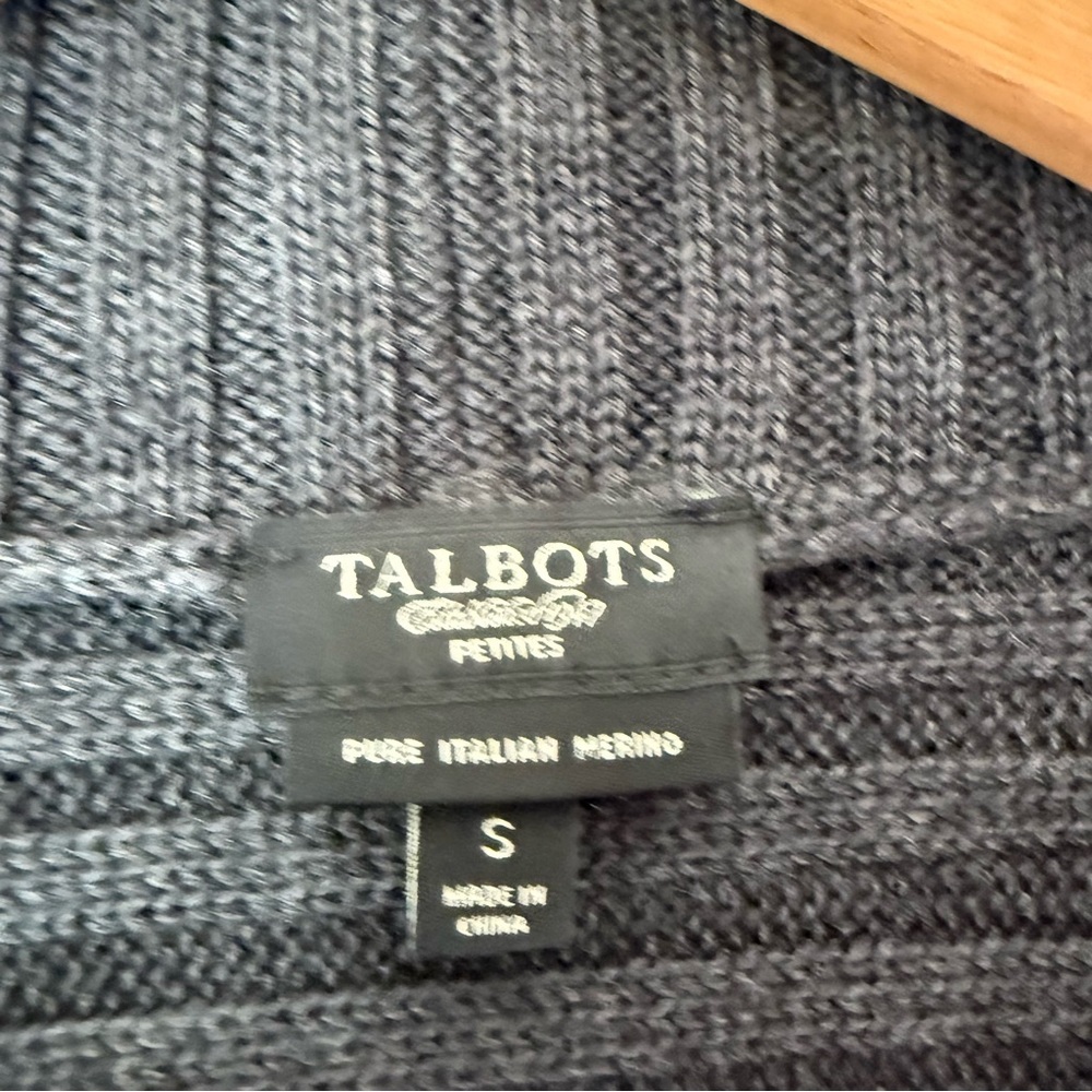 Talbots Charcoal Ribbed Open-Front Wool Cardigan - Picture 2 of 4
